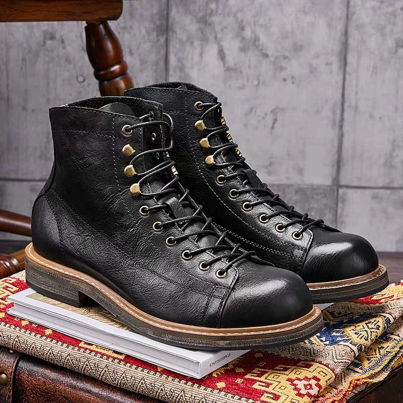 Leather Work Boots - Botas británicas hechas a mano de