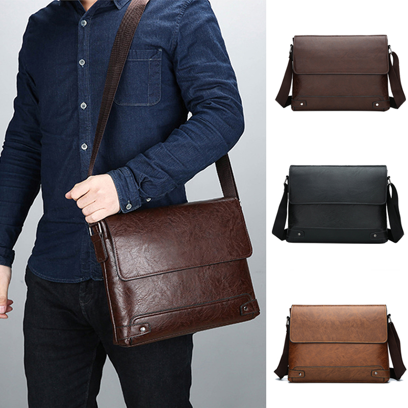 Leather Work Bag Laptop - Maletín para hombre de cuero PU,