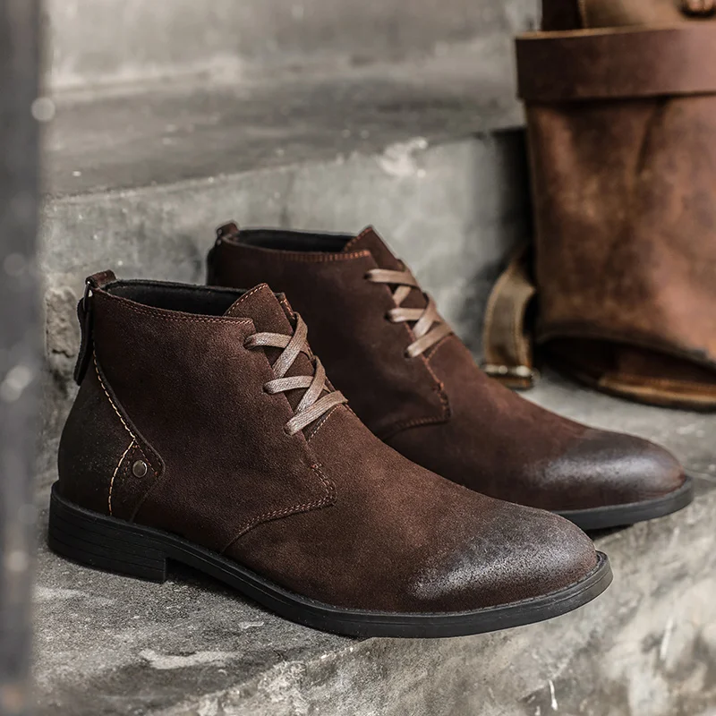 Leather Work Boots - Nuevos botines de ante vacuno hechos