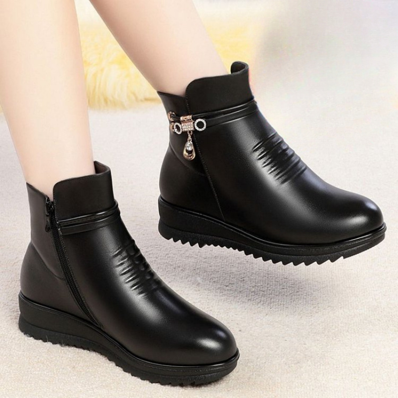 Leather Work Women Shoes - 2025 Botas cálidas de invierno para