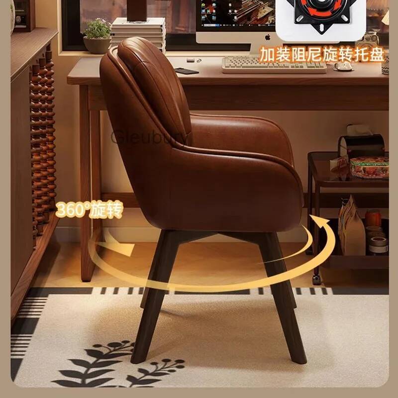 Leatherwork Table - Silla de ordenador Vintage de cuero,