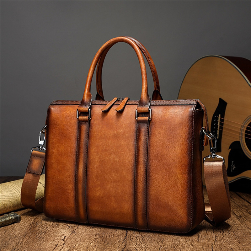 Leather Work Bag Laptop - Maletín de Cuero de Primera Calidad