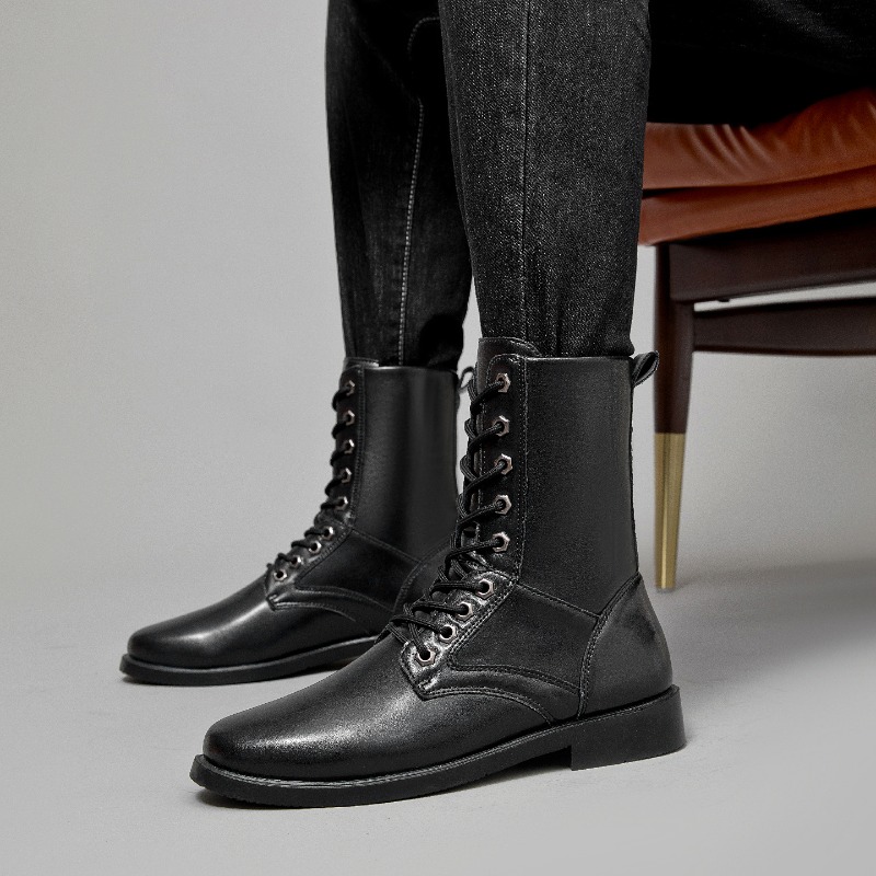 Leather Work Boots - Botas de Cuero de Caña Alta,
