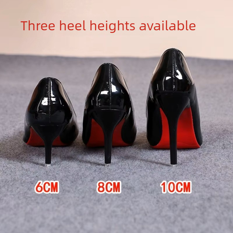 Leather Work Women Shoes - Zapatos de tacón de aguja de