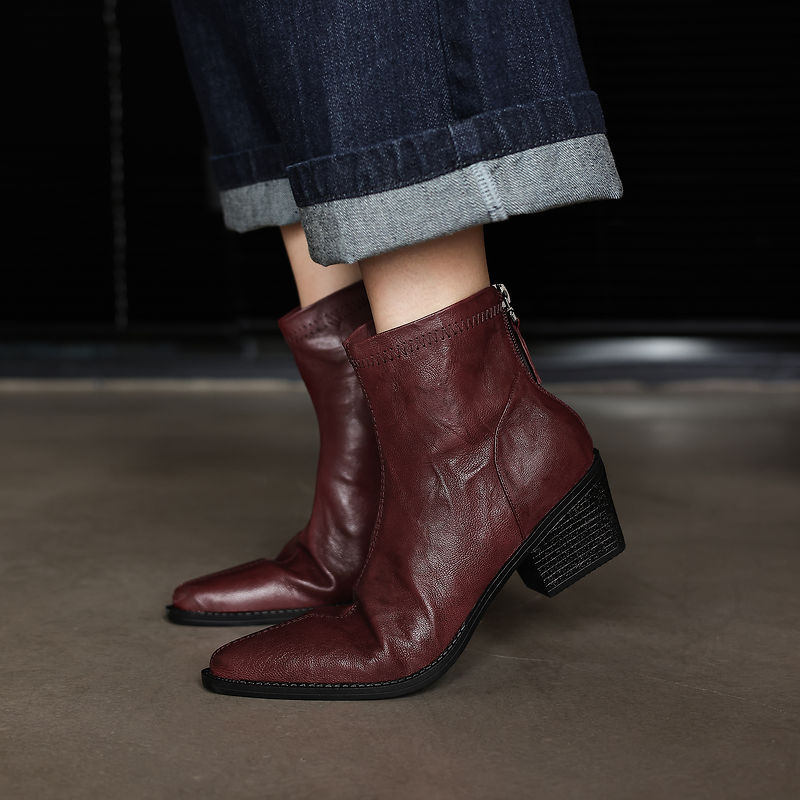 Leather Work Women Shoes - Nuevas Botas de Mujer de Cuero