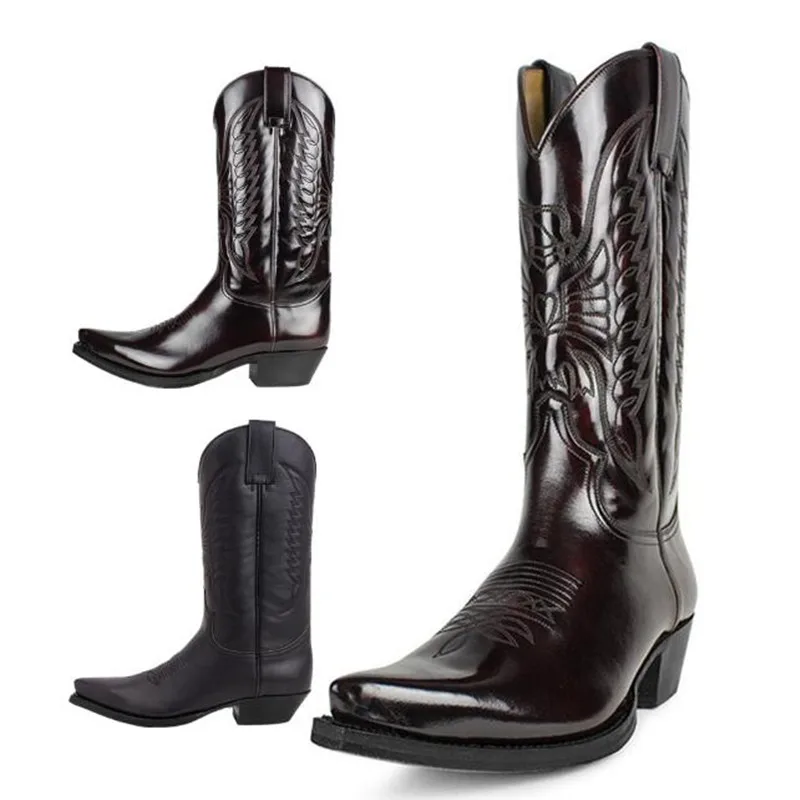 Leather Work Women Shoes - Botas de vaquero para hombre y