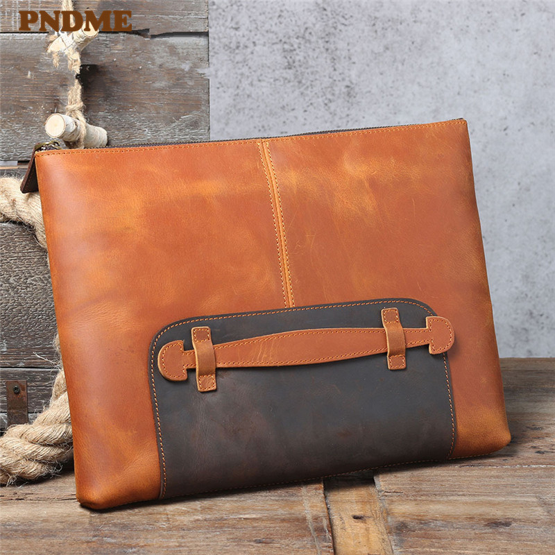 Leather Work Bag Laptop - Bolso de mano Vintage hecho a