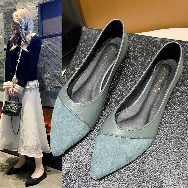Leather Work Women Shoes - Zapatos planos de cuero negro para