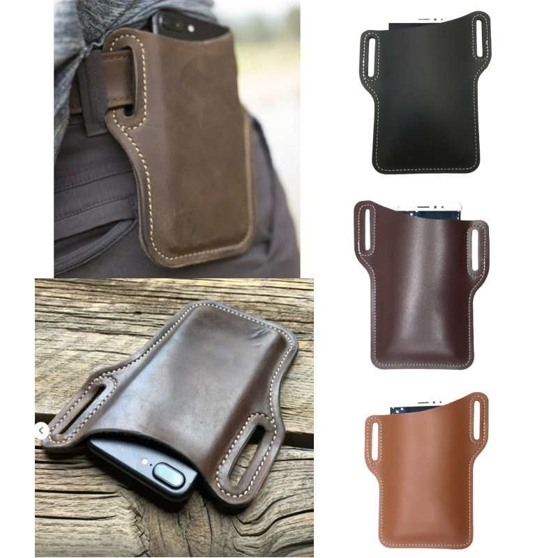 Leather Work Bag Laptop - Bolso de Cintura Retro de Cuero