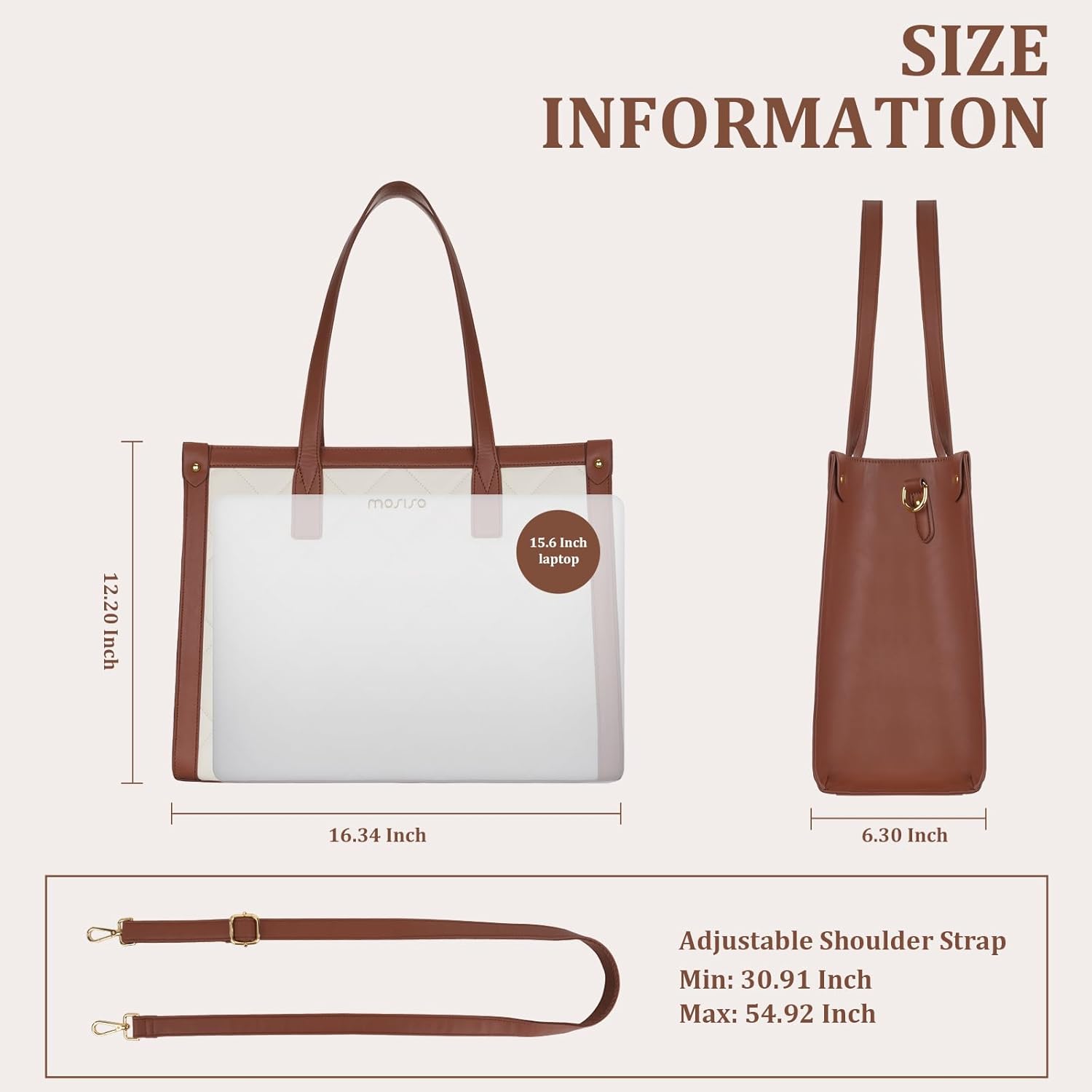 Leather Work Bag Laptop - Bolso impermeable para ordenador portátil para