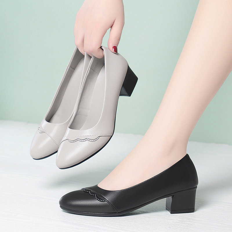 Leather Work Women Shoes - AIYUQI Zapatos de tacón de cuero