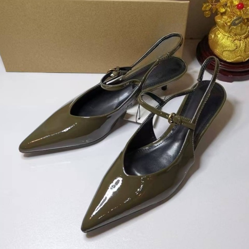 Leather Work Women Shoes - Zapatos de tacón elegantes de charol