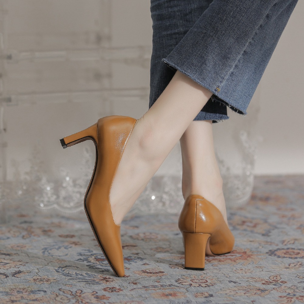 Tacones altos, nuevos zapatos  - Leather Work Women Shoes reseña y precio
