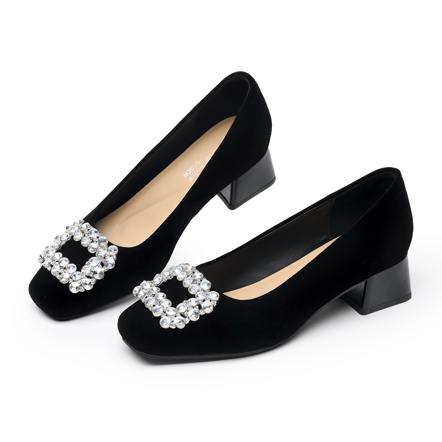 Zapatos de Tacón Grueso con He - Leather Work Women Shoes reseña y precio