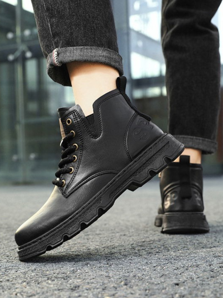 ​ Botas altas de cuero con cre - Leather Work Boots reseña y precio