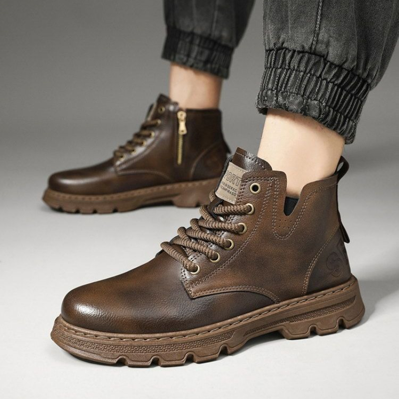 ​ Botas altas de cuero con cre - Leather Work Boots reseña y precio