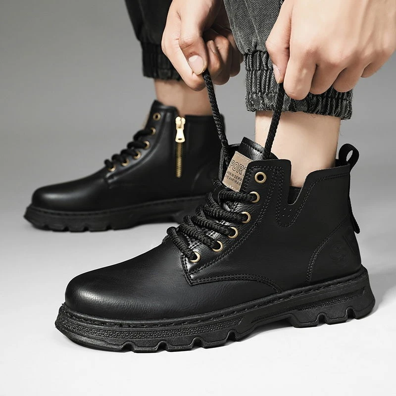 ​ Botas altas de cuero con cre - Leather Work Boots reseña y precio