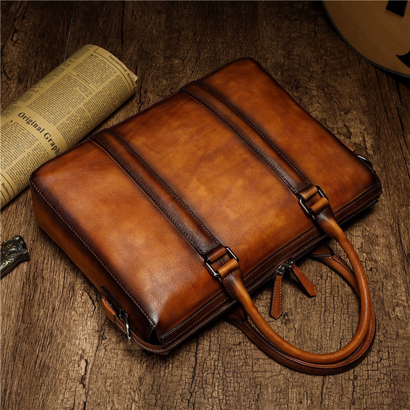 Maletín de Cuero de Primera Ca - Leather Work Bag Laptop reseña y precio