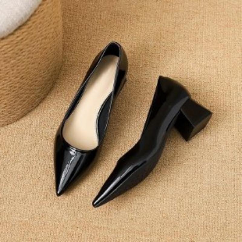 Zapatos de Tacón Bajo con Punt - Leather Work Women Shoes reseña y precio