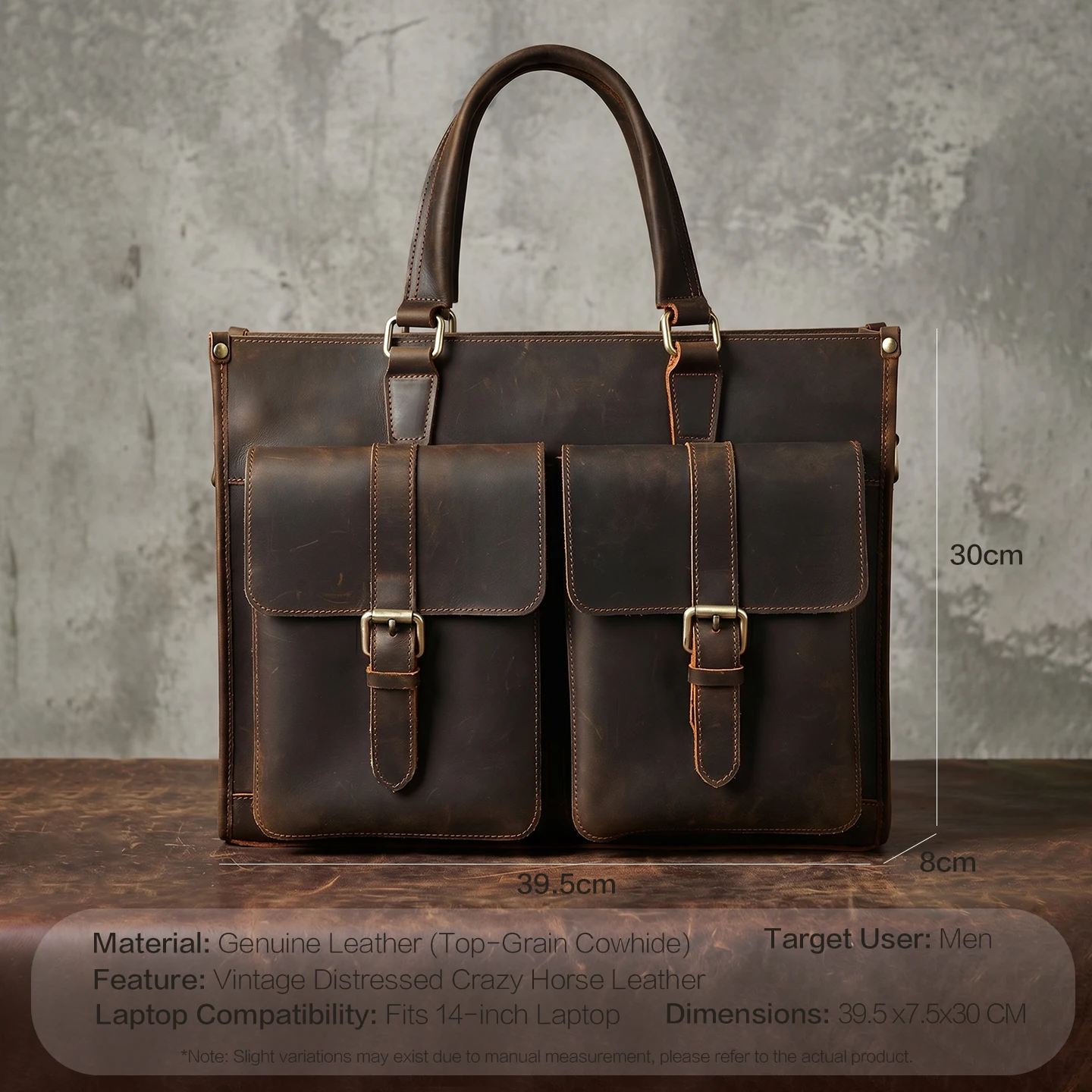 Maletín de Cuero Genuino Vinta - Leather Work Bag Laptop reseña y precio