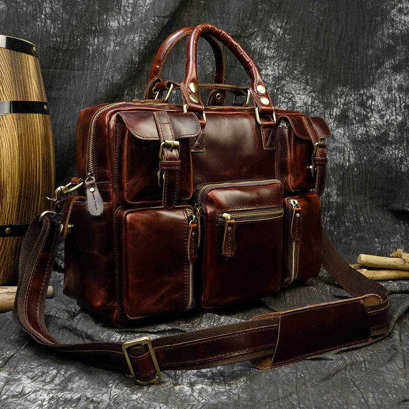 Maletín de cuero genuino para  - Leather Work Bag Laptop reseña y precio