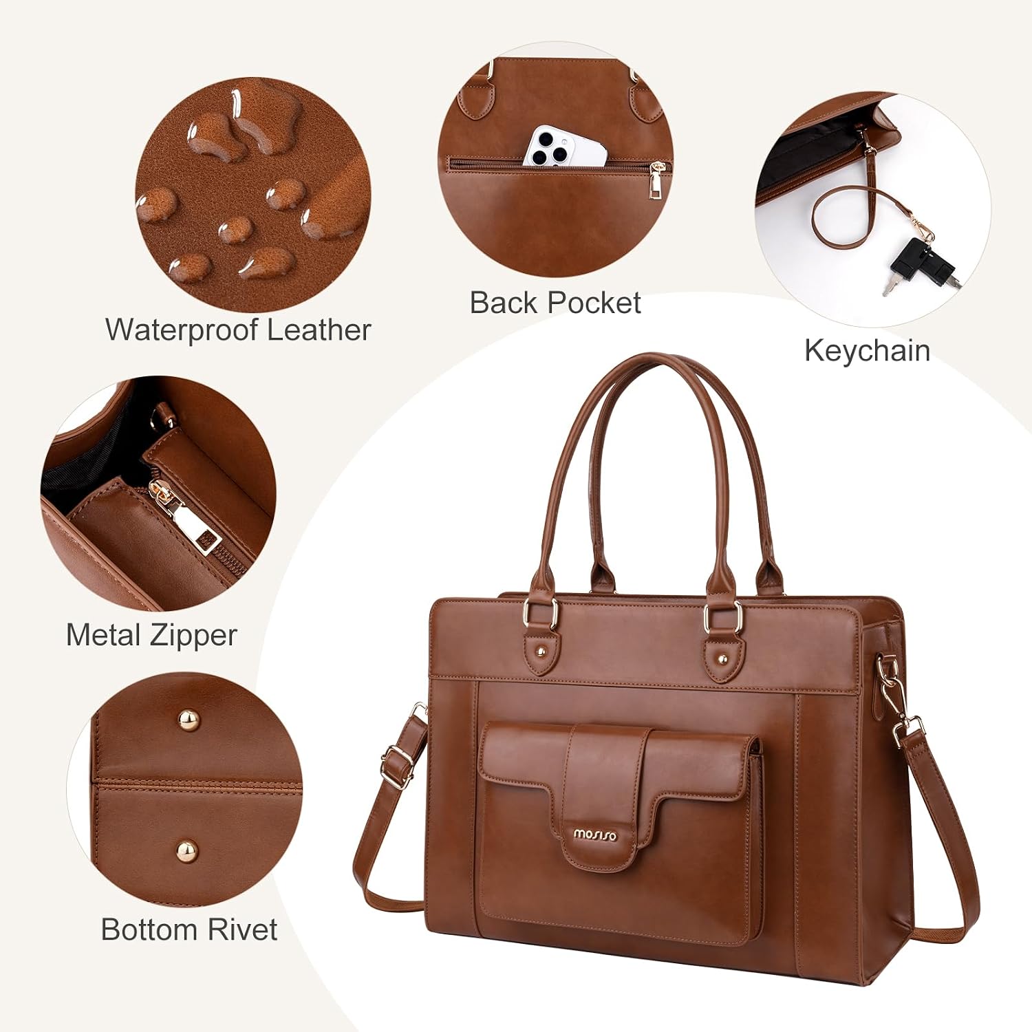 MOSISO Bolso de mano para port - Leather Work Bag Laptop reseña y precio