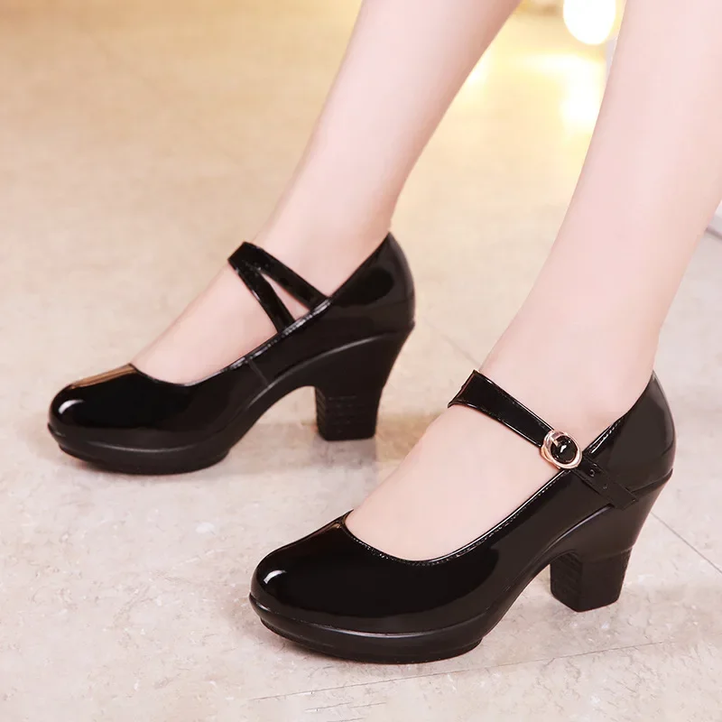 Zapatos de tacón medio tipo Ma - Leather Work Women Shoes reseña y precio