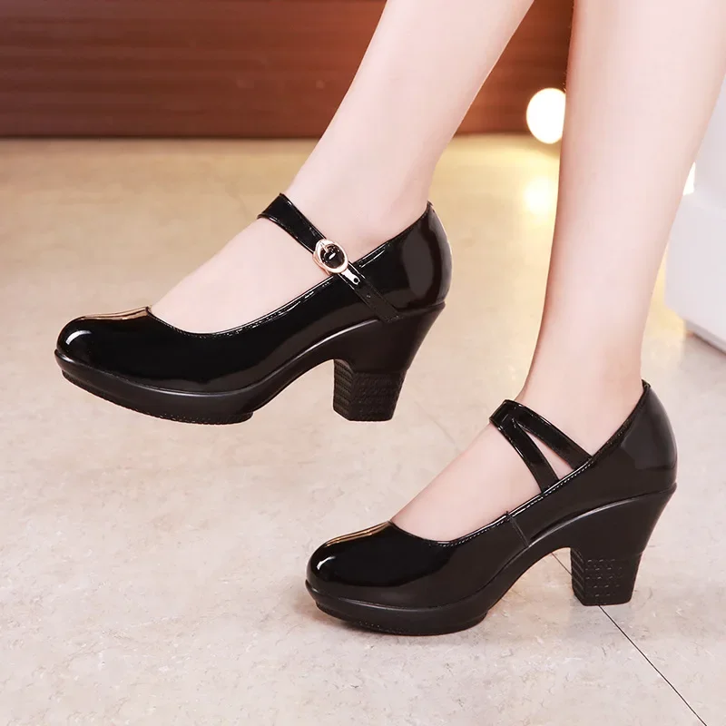 Zapatos de tacón medio tipo Ma - Leather Work Women Shoes reseña y precio