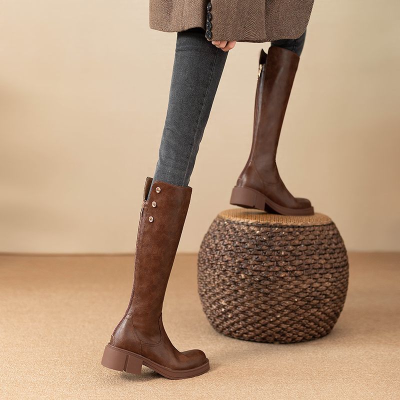 Otoño Invierno tacón medio señ - Leather Work Women Shoes reseña y precio
